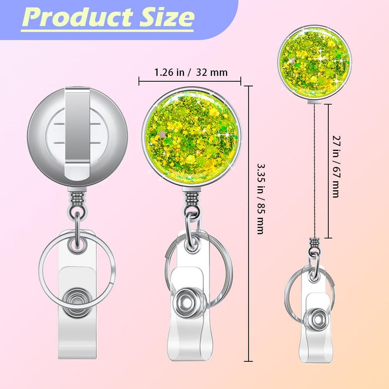Boutilon Retractable Badge Holder, Retractable Badge Reels,Lightweight Plastic Badge Reel Card Holder with Key Ring Backing Belt Clip for Nurse,Volunteer,Teacher,Student(Frosted Powder 3pack) - Image 2